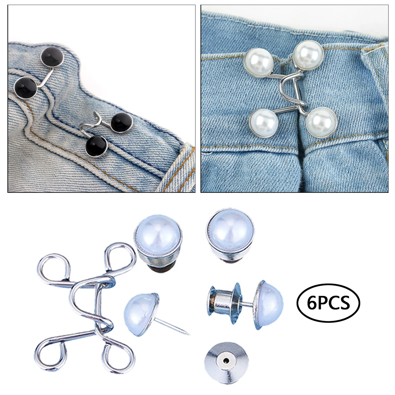 Sewing Hooks and Eyes Closure Pearl Rhinestone Buttons Bra Pants Jean Waist Buckle Extender Jacket DIY Quilting Sewing Accessory