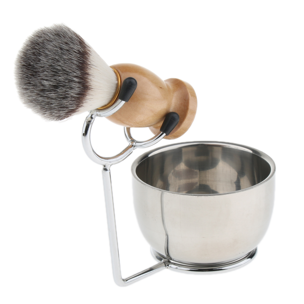 Professional Shaving Kit Men's Beard Brush & Stand Rack & Cream Bowl Mug Cup