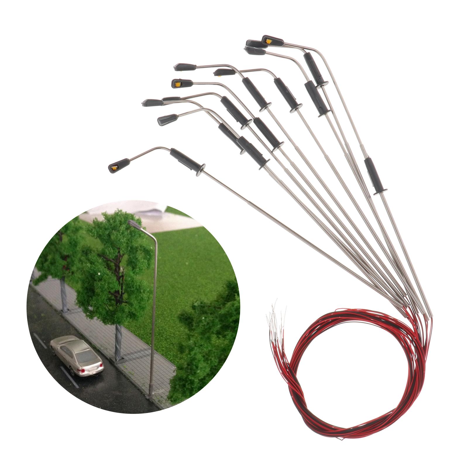 10x Miniature Railroad LED Light Garden Micro Landscape Lamppost Accessory 1:150 Scale 8cm