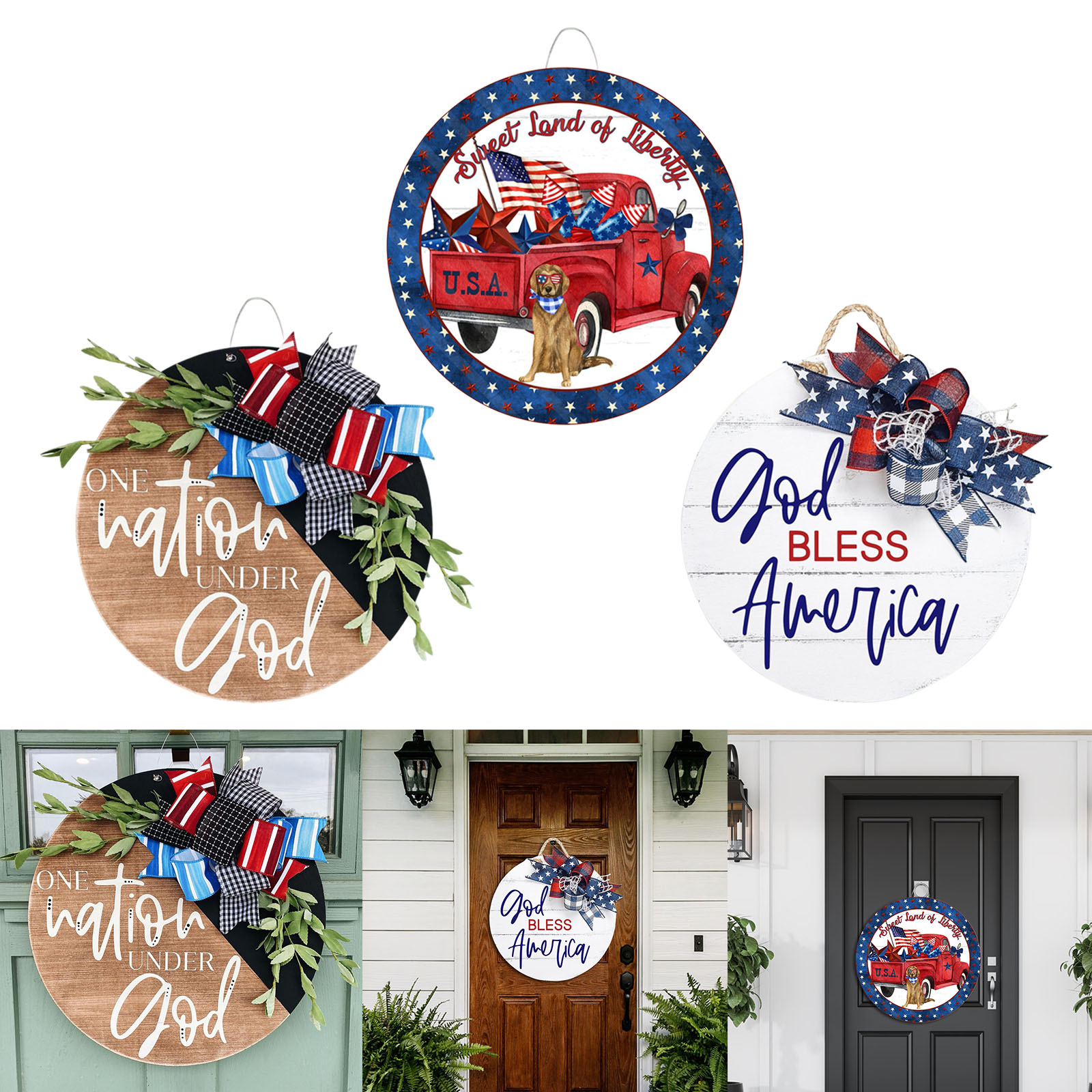 Rustic Wooden Welcome Door Sign Seasonal Outdoor Ornament Burlap Bow Front Door