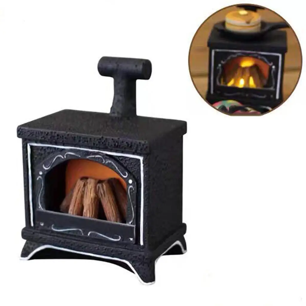 DOLLHOUSE 1:12 Miniature Black Cast Metal Fireplace Grate w/5 Loose Logs 