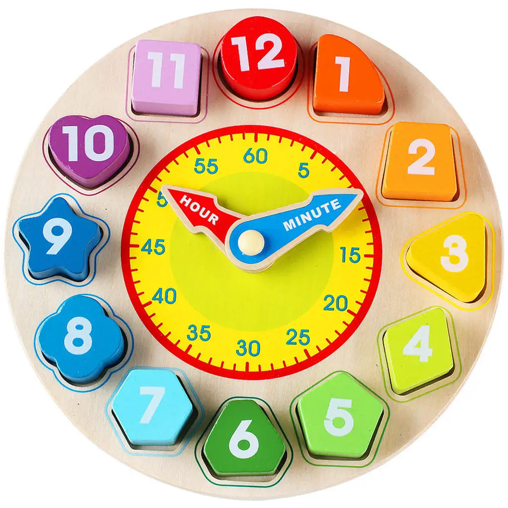 Color Clock Puzzle Wooden Early Learning Teaching Time for Baby Toddler