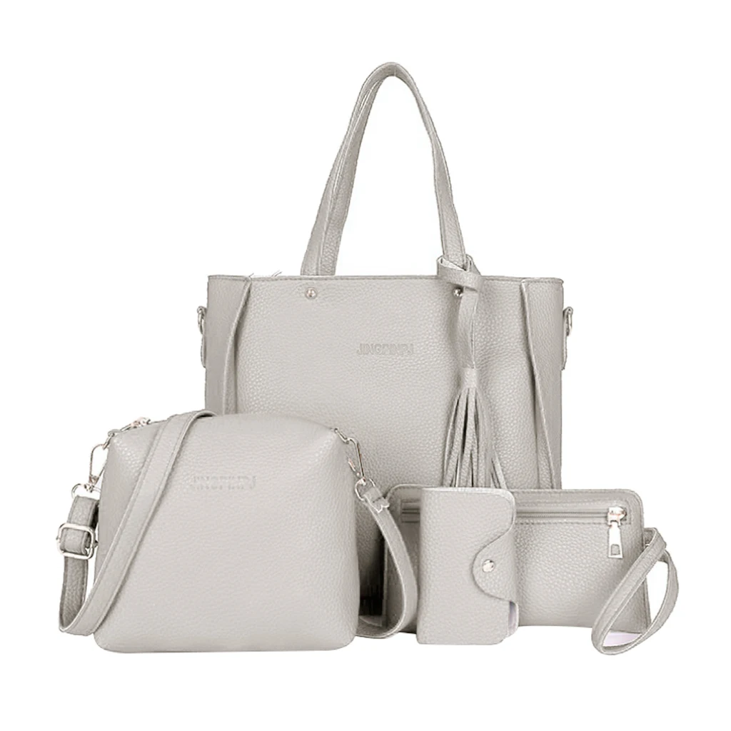   Bag Set PU Leather Tote Bags Casual Handbags Sling Bag Set Shoulder Bag