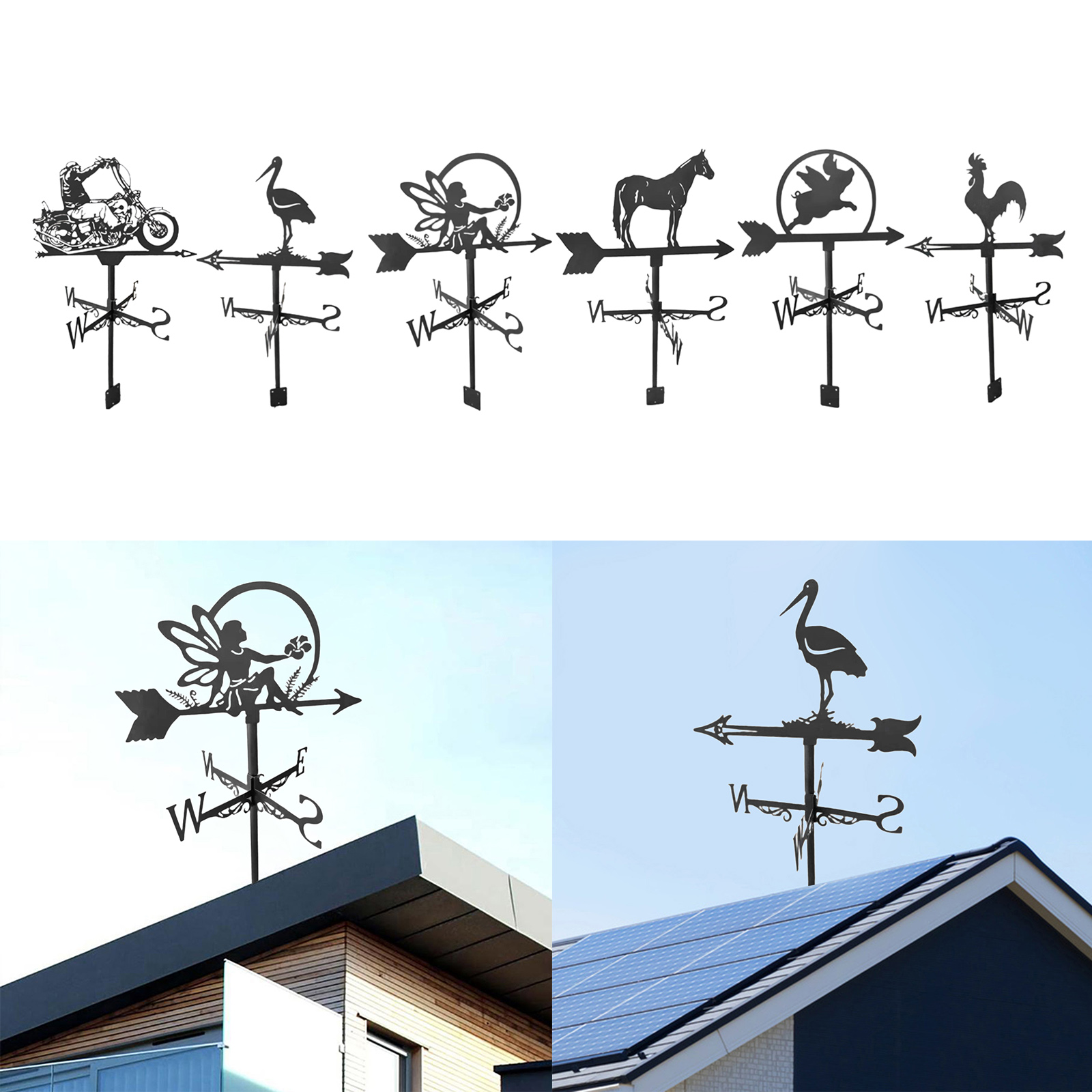 Iron Weathervane Wind Direction Indicator Farm Scene Home Outdoor Garden Iron Weathervanes Garden Outdoor Weather Vane