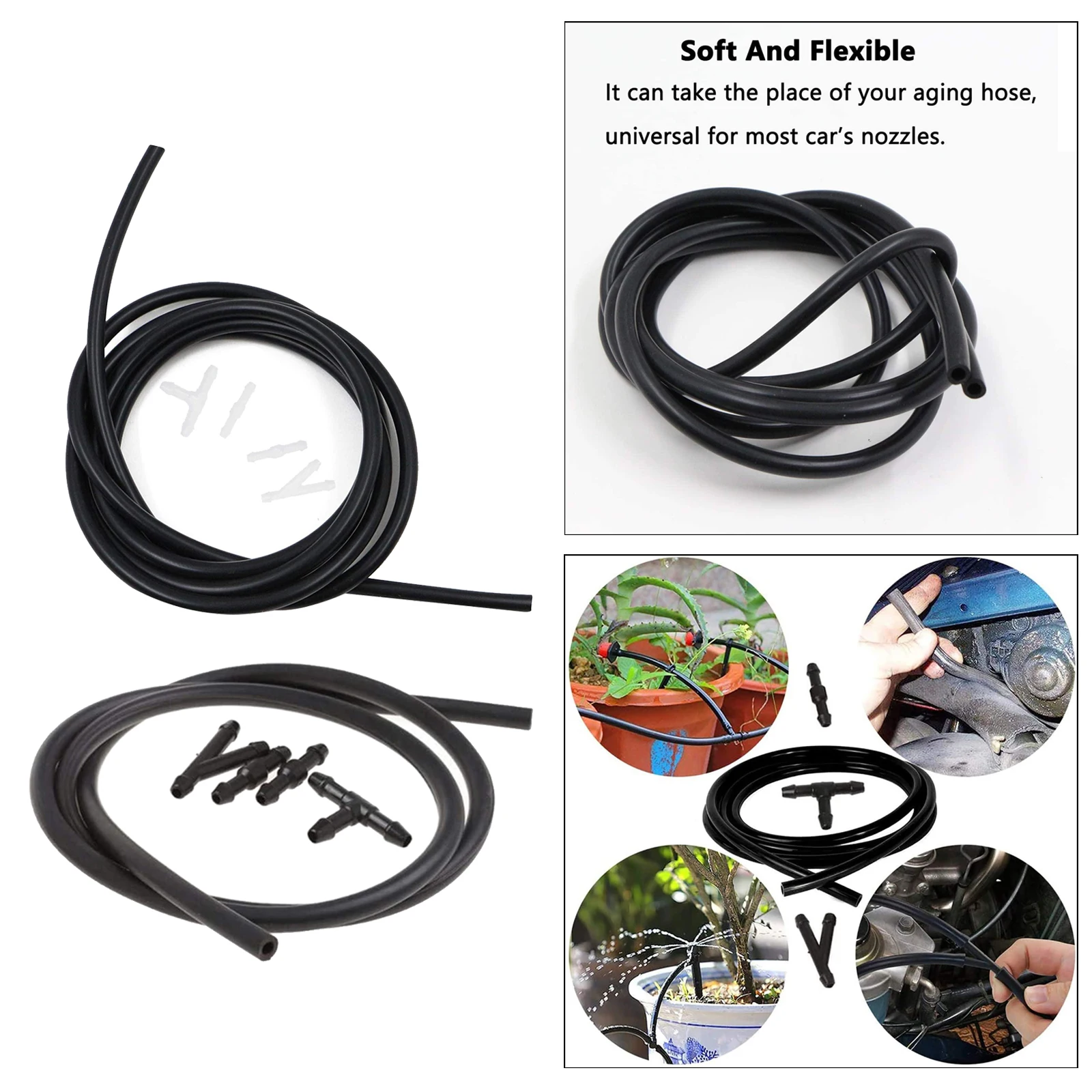Windscreen Washer Hose Repair Kit, Spray Water Hose, 5 Pieces/Set Car Windscreen Washer Spray Nozzle Kit, Windscreen Washer Hose