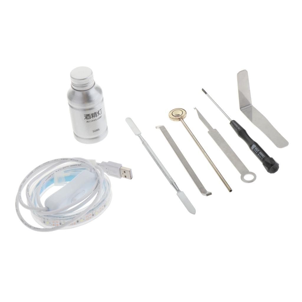 8 In 1 Sax Repair Kit Spring Hook Saxophone Flute Maintenance Tool Set w/ LED Leak Detection Light