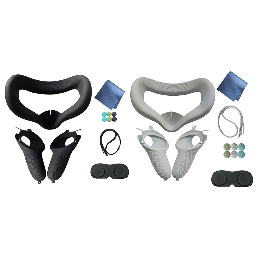 Silicone VR Gaming Headset Face Pad Skin Rocker Cap Set for Oculus Quest 2