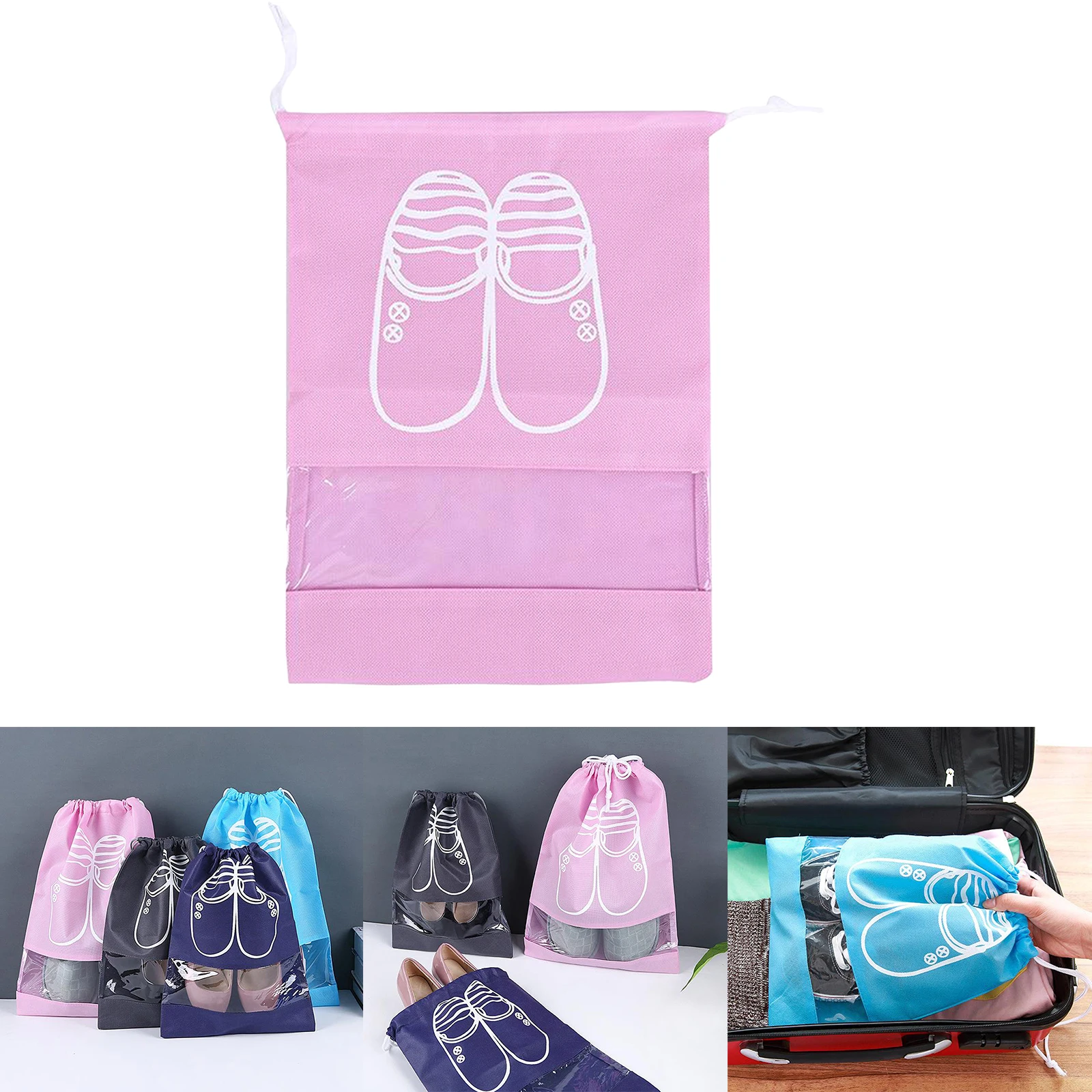 Drawstring Shoes Storage Bag Travel Storage Organizer Portable Package Bags Drawstring Shoe Storage Bag Travel Sundries Pouch