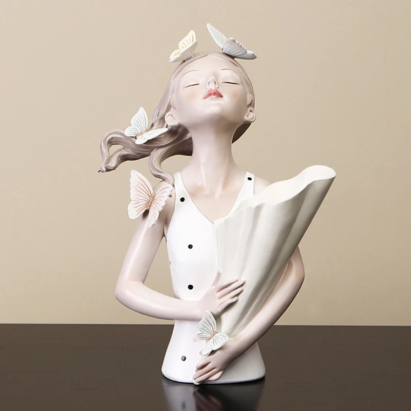 Borboleta menina vaso escultura modelo moderno casa