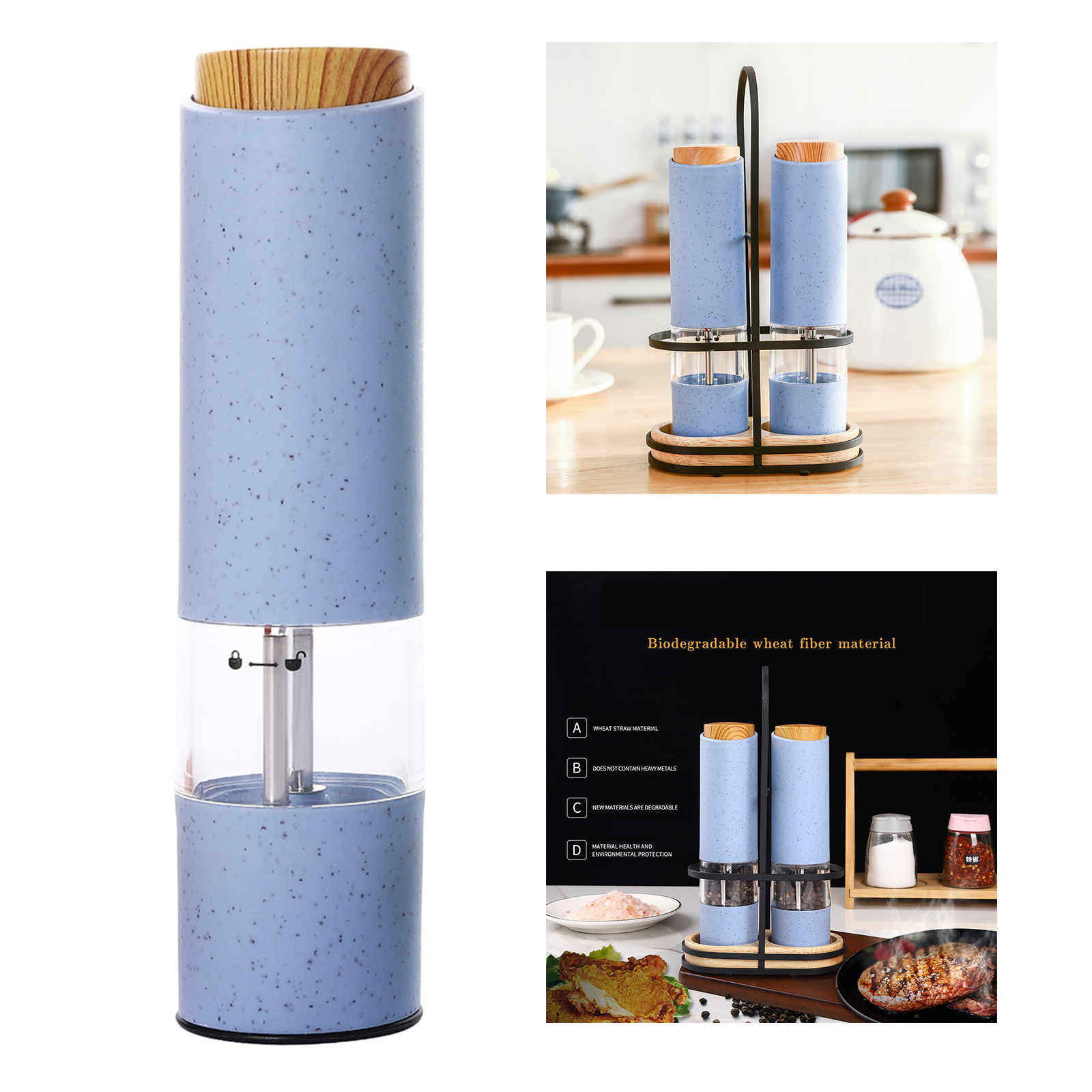Automatic Electric Salt Pepper Mill Grinder Shaker Battery Operated Salt Miller Spice Peppercorn Crusher Coarseness Adjustable