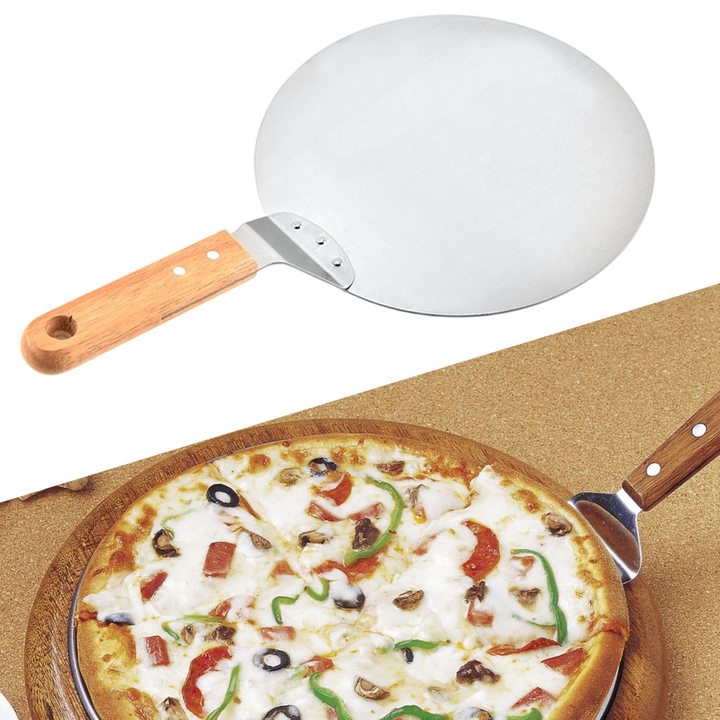 Stainless Steel Anti-scald Pizza Peel Pan Tray Pizza Plate Round Dish Cake Shovel Oven Kitchen Baking Pastry Tools