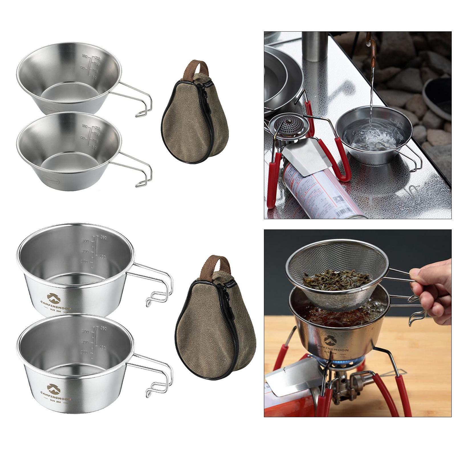 2Pcs Camping Bowls Kitchen Utensils with Storage Bag, Outdoor Dinnerware Adventure Camp Picnic Dishes Mix Pan for Snacks