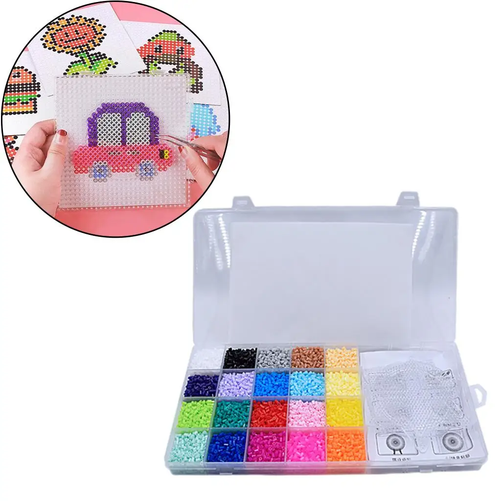 Hama Beads, Handmade Craft Puzzles Toys with Box Fuse Beads Craft Kit Pixel Art Bead for Kids
