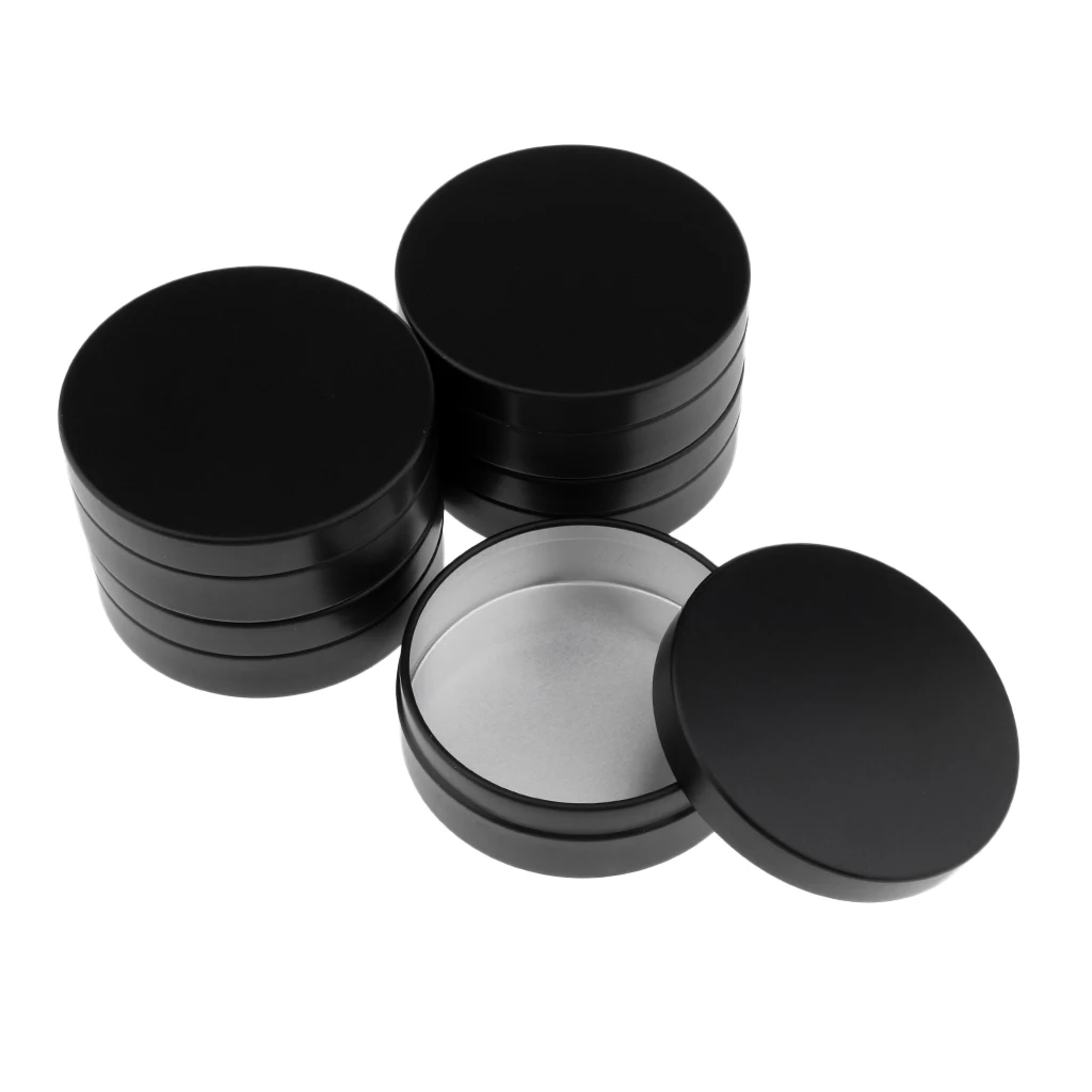 5Pcs 100ml Black Aluminum Round Lip Balm Tin Storage Jar Containers for Makeup
