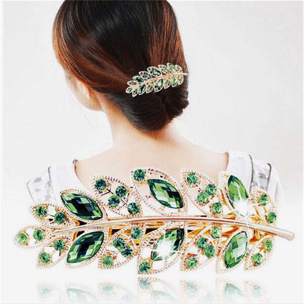 Best of Beauty Women Fashion Hair Clip Creative Leaf Crystal Alloy Rhinestone Barrette Hairpin Headband Korean Hair Accessories Reviews & Tips