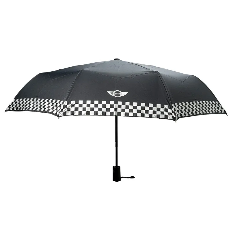guarda-chuva preto branco grade três-dobra guarda-chuva dobrável automático