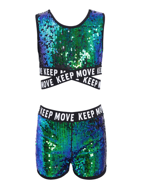 Crop Top Danza Con Paillettes Per Bambine - Top Scintillante Senza Maniche Per Performance - Foto 8