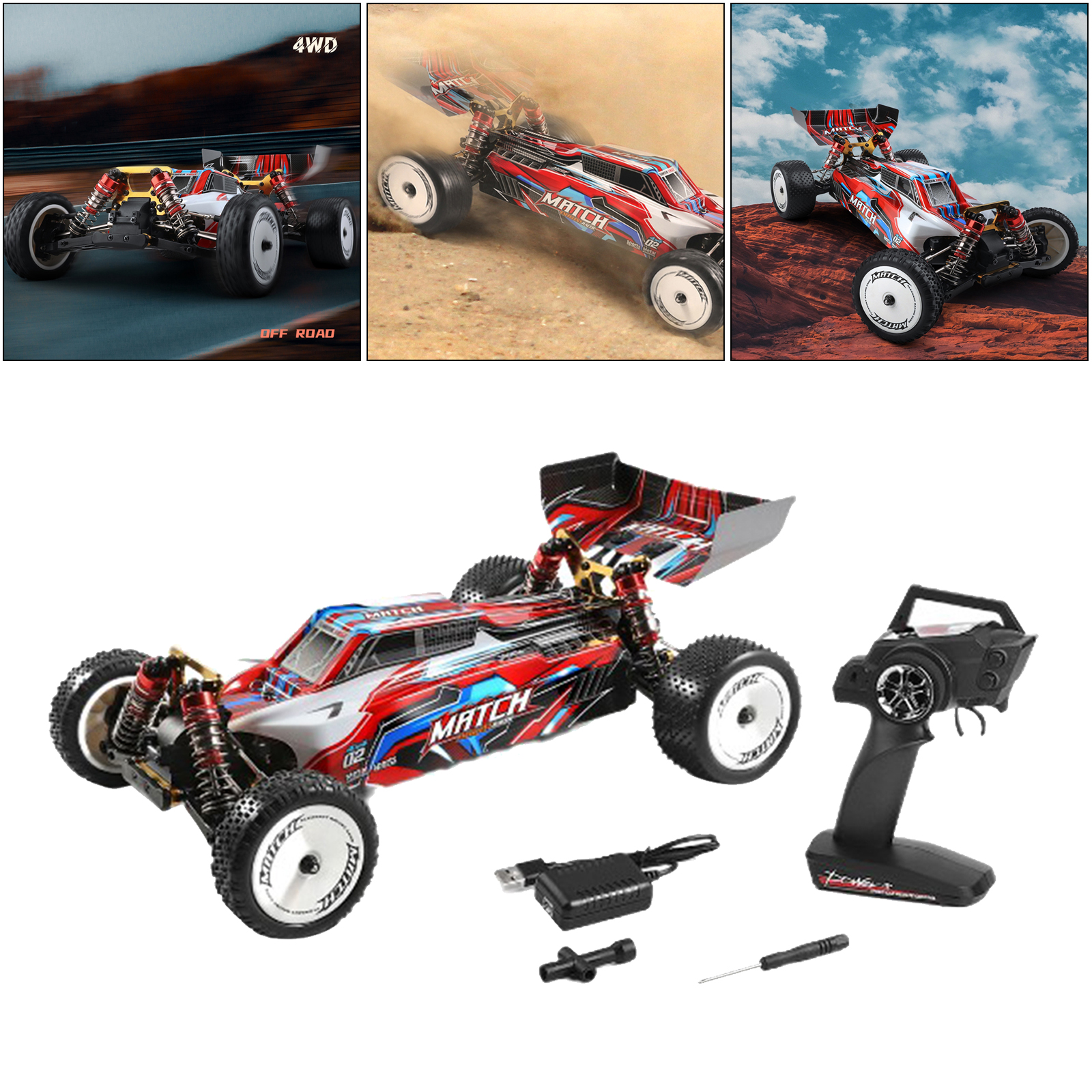 RTR 1/10 Scale RC Car Vehicles 2.4G 4WD High Speed Electric Toy Off-Road Buggy Gifts for Boys 8-12