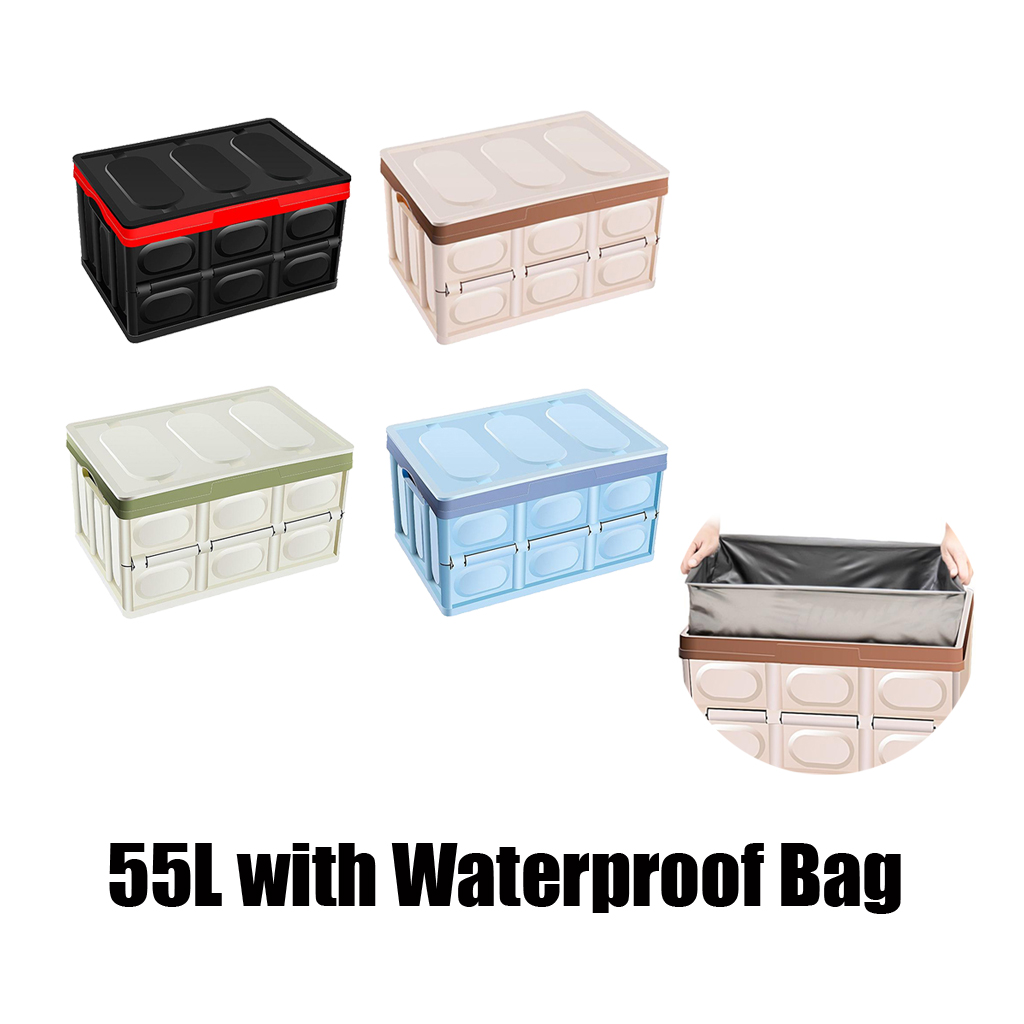 Plastic Foldable Storage Bins Space Saving Box for Car SUV Truck Auto Toys Books and File