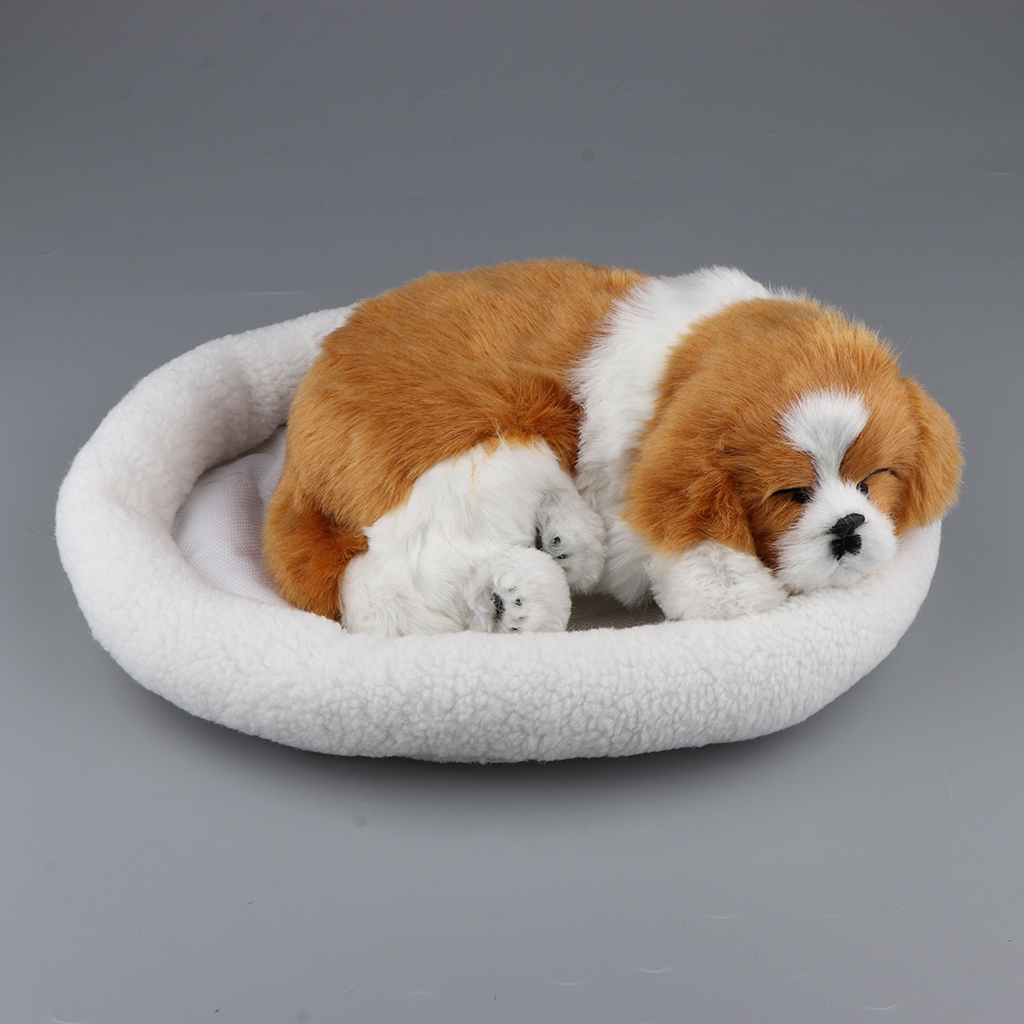 Simulation Dog with Breathing Ornament Adorable Plush Cute Home Decoration