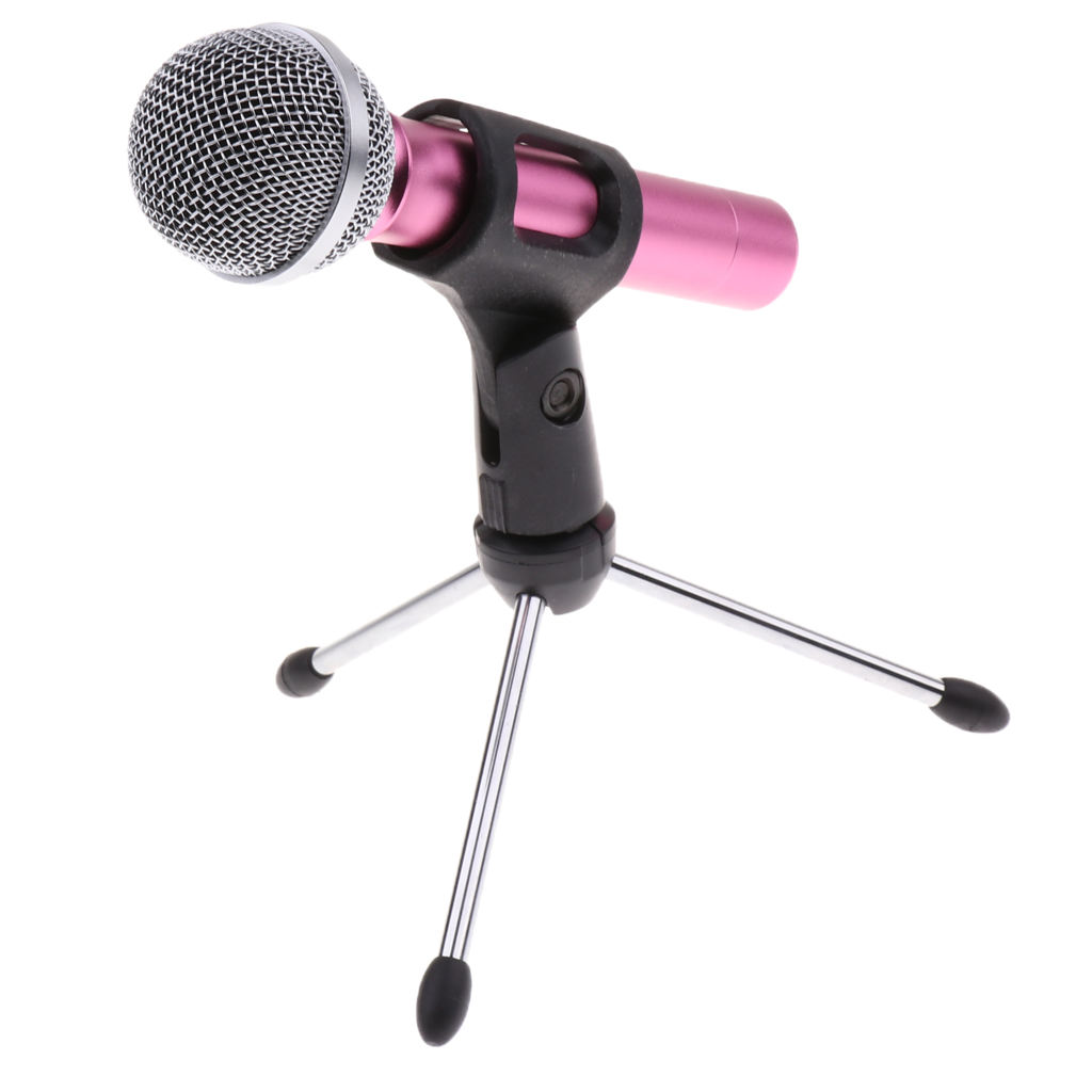 Professional Handheld Condenser Microphone with Tripod Stand Mic Clip for Moblie Phone Laptop Recording Broadcasting