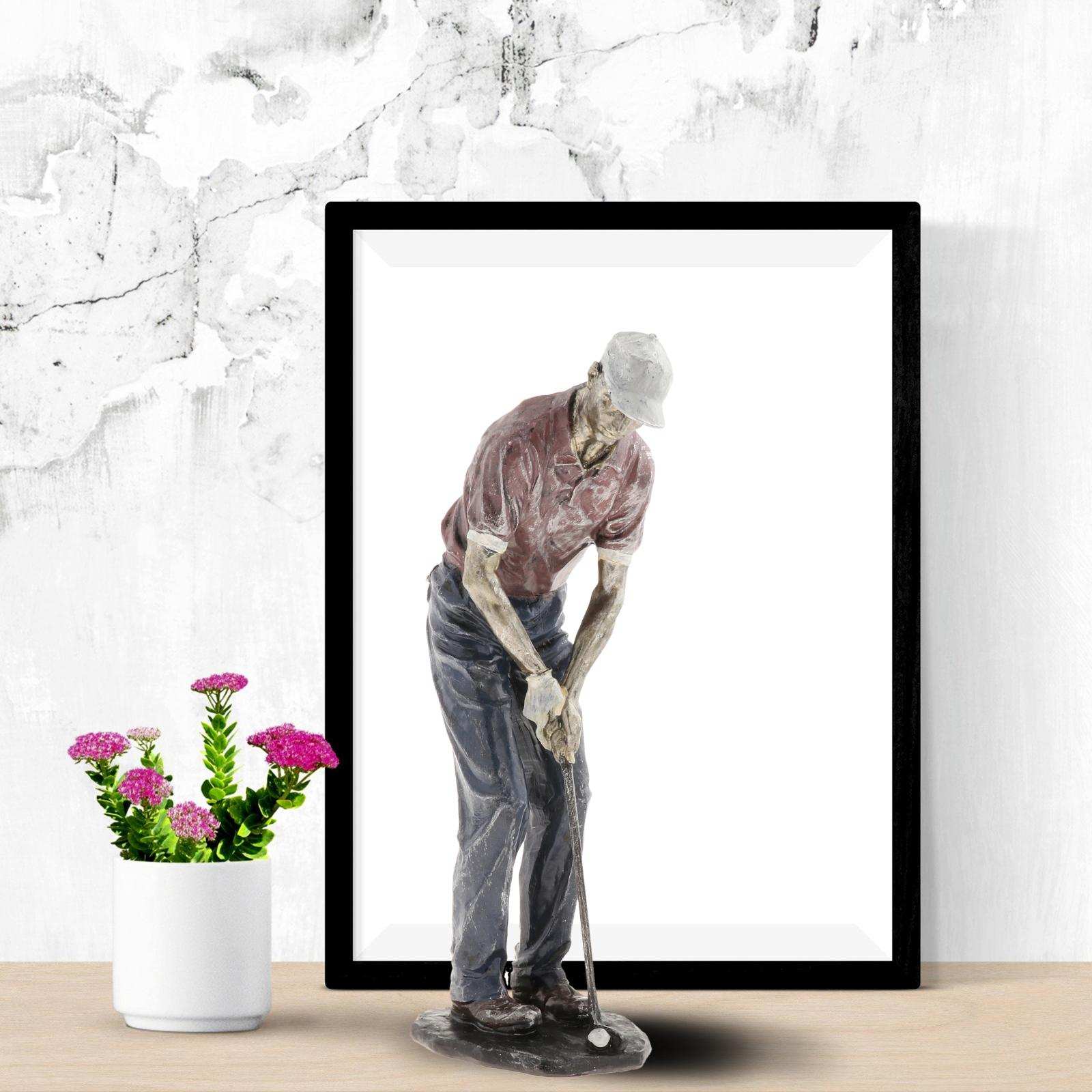 Decorative Man Golfer Statue Ornament Handcrafts Sculpture Swinging A Golf Sport Club Shelf Bookcase Decor Gift Collectible