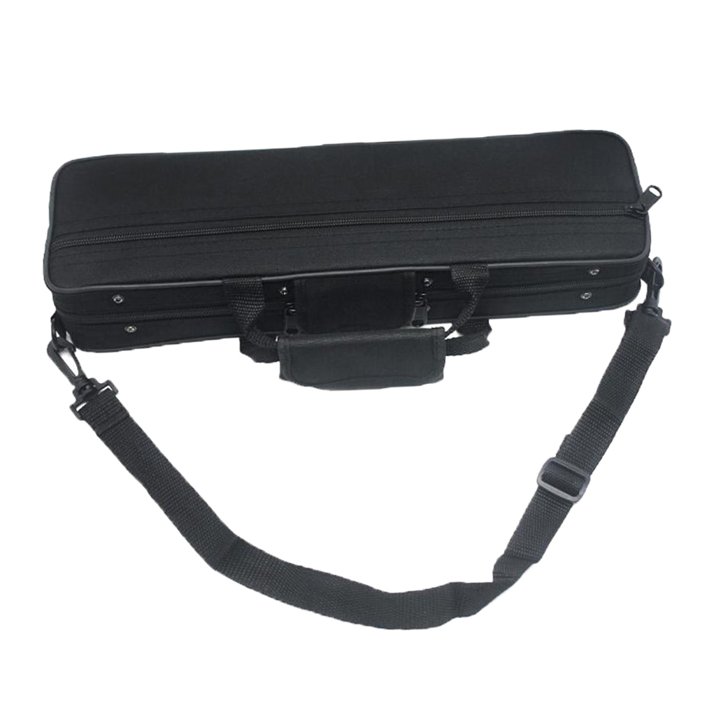 Portable Lightweight 16 Holes Flute Case Storage Bag Black Velvet Lining
