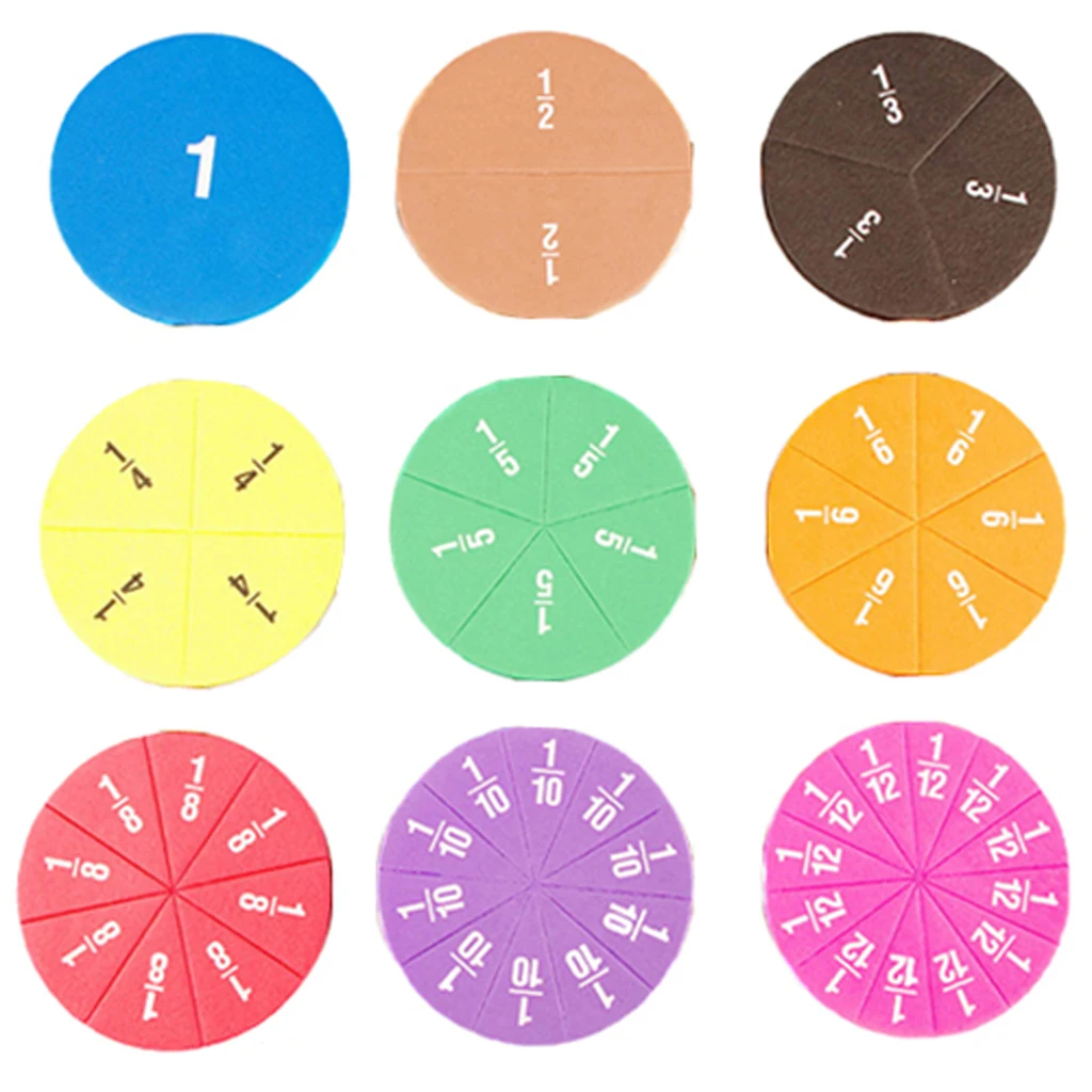 51x Circular Fractions Toys Kids Educational Math Toy Teaching Aids Age 3+