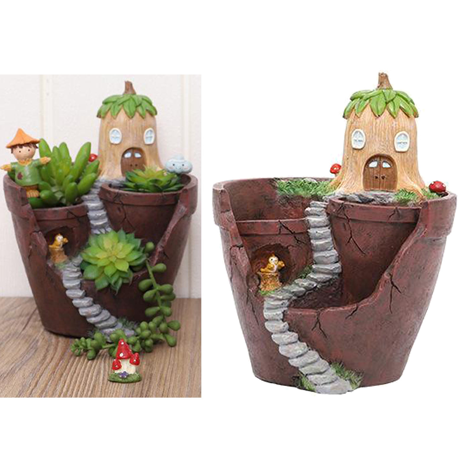 Resin Flowerpot Succulent Plants Planter Desktop Potted Plant Home Garden Decoration Bonsai Pots