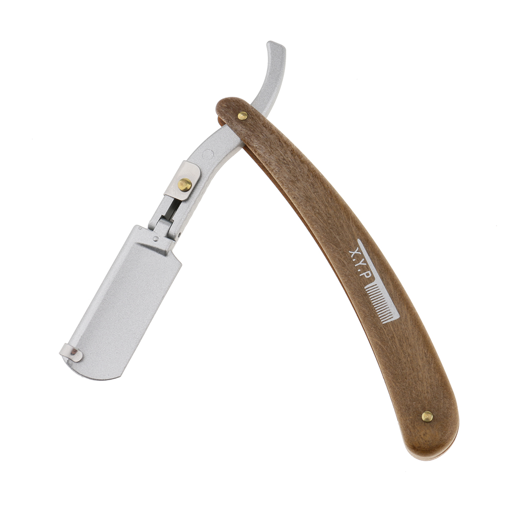 Folding Alloy Wooden Handle Barber Men's Straight Cut Throat Shaving Razors