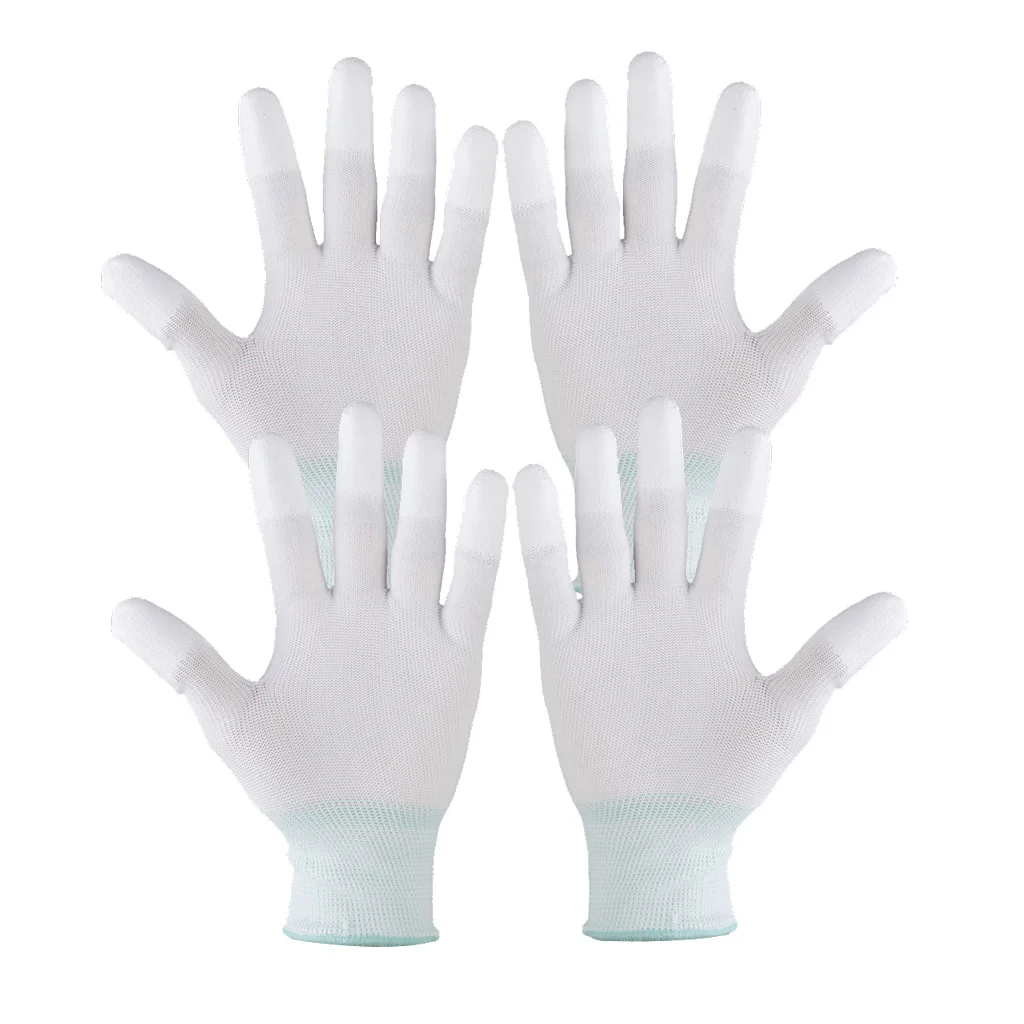 2x Nylon Quilting Gloves for  Quilters Sewing Craft Size M White