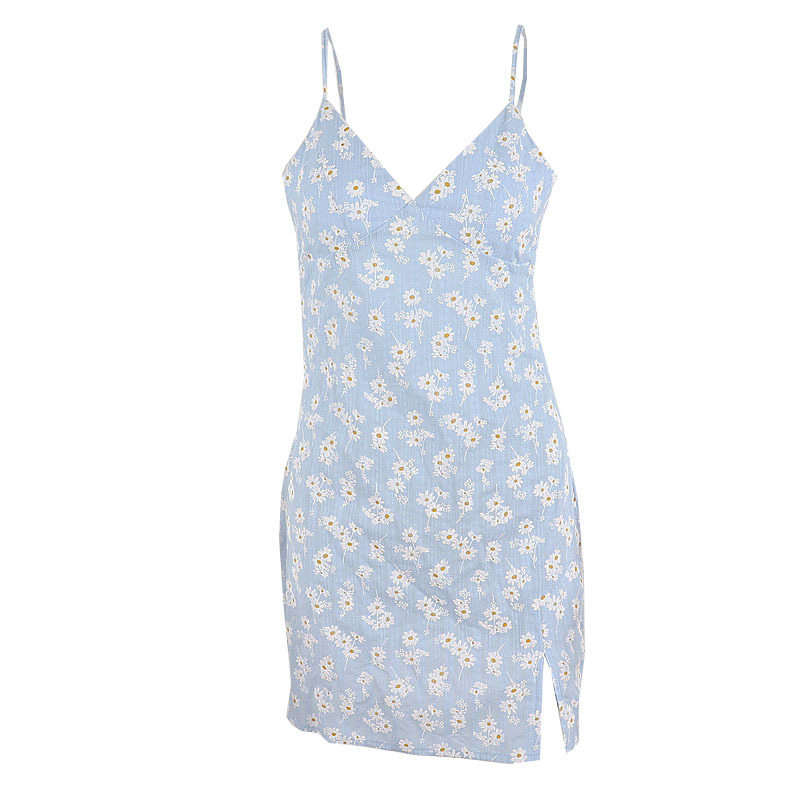 Kukombo Sweet Baby Blue Floral Dresses For Girls Summer Sundress Sexy