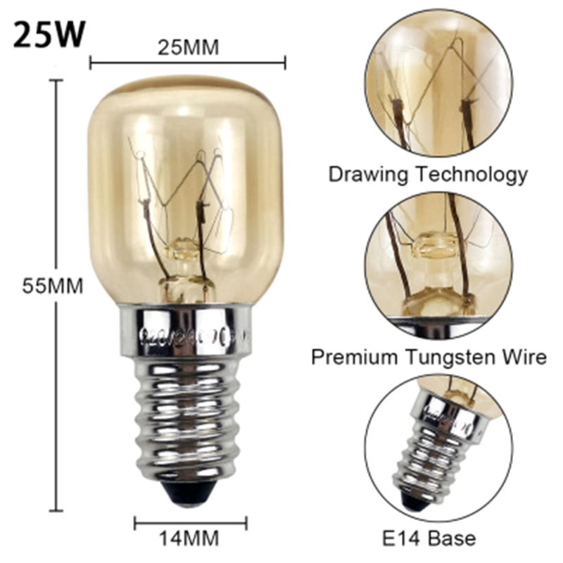 Description Picture 4 of item2pcs 220V E14 300 Degree High Temperature Resistant Microwave Oven Bulb Cooker Lamp Lighting Bulb 15W Silver Color