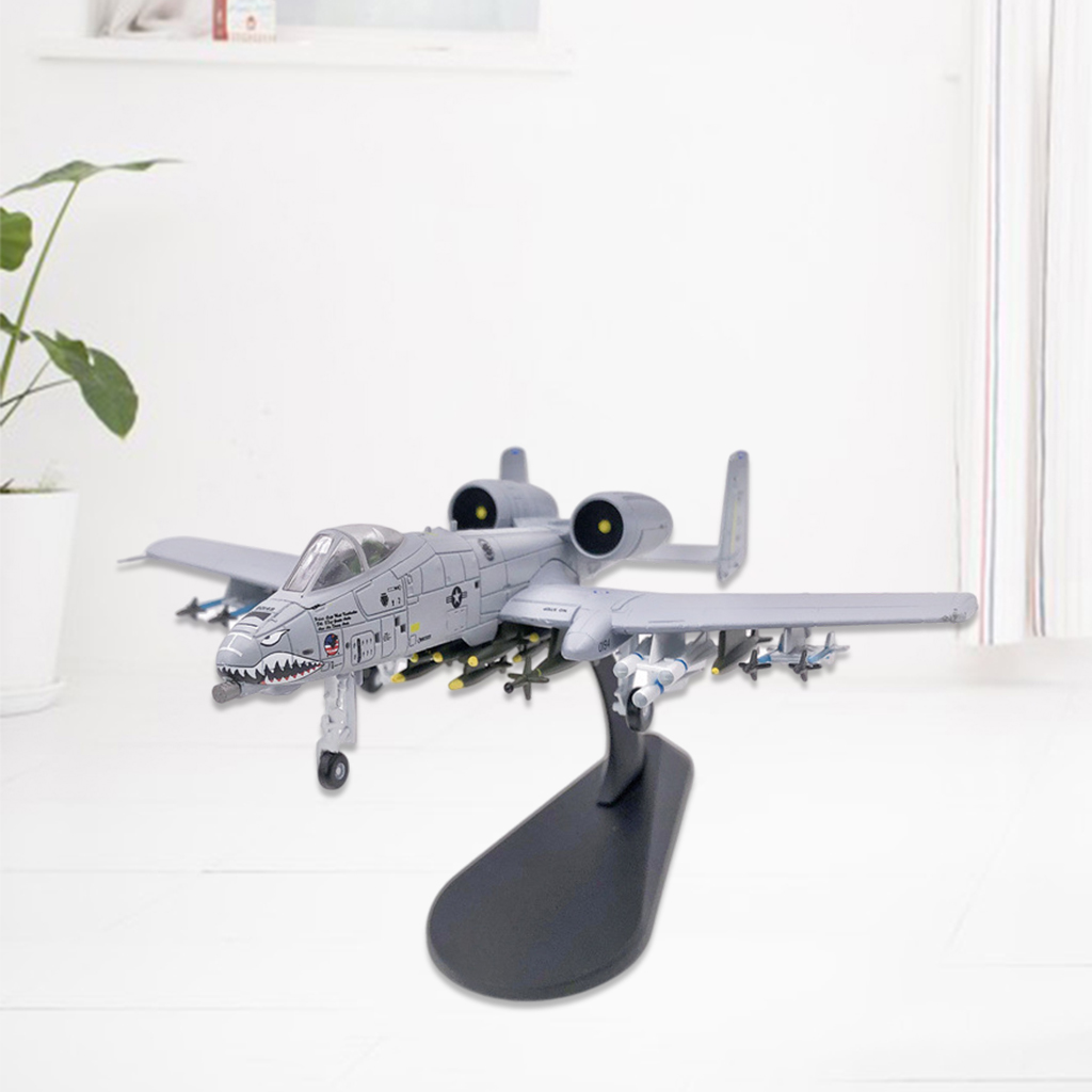 1:100 Scale Die Cast Realistic USA A-10 Attack Plane Airplane Aircraft Warcraft Model with Display Stand Decor Collectibles