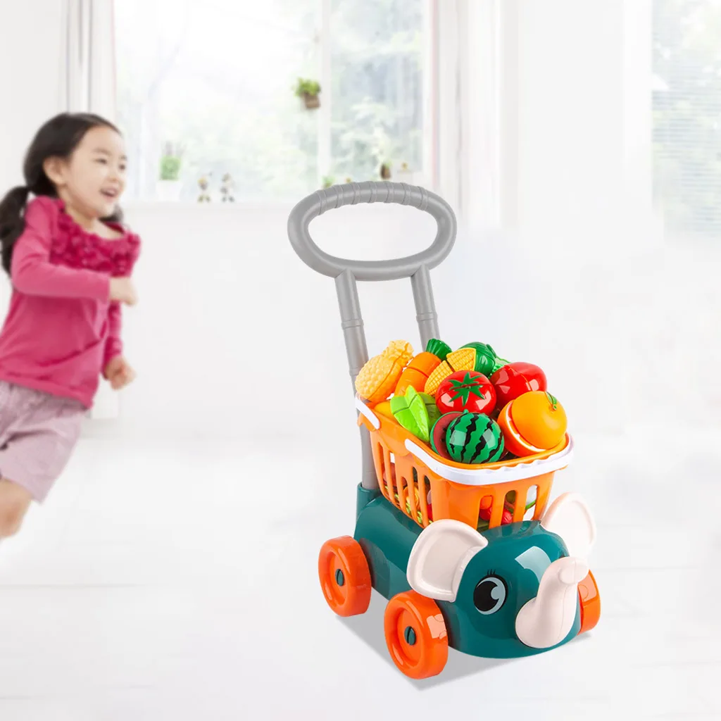 Funny Simulation Luxury Shopping Cart Trolley with Fruit Kids Toy