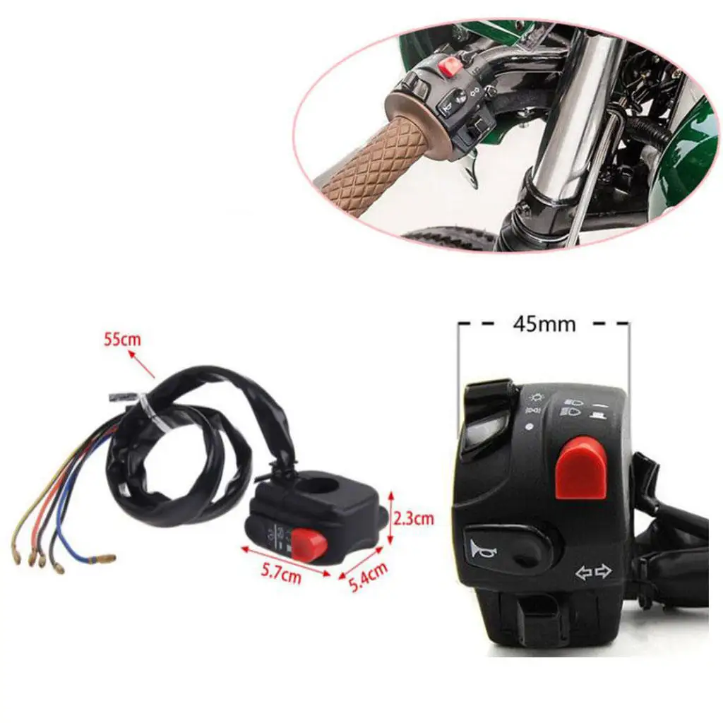 7/8 inch Motorcycle LH Handlebar Horn Turn Signal Light Headlight Ignition Power Control Switches Assembly for Honda