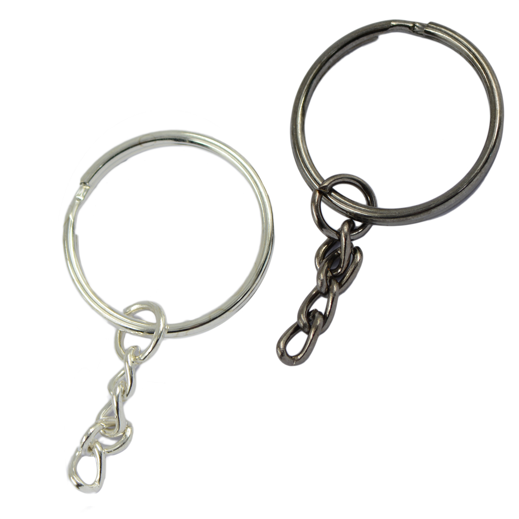 2x 12pcs /Silver Split Key Rings Chains Twist Findings Blanks Keyring