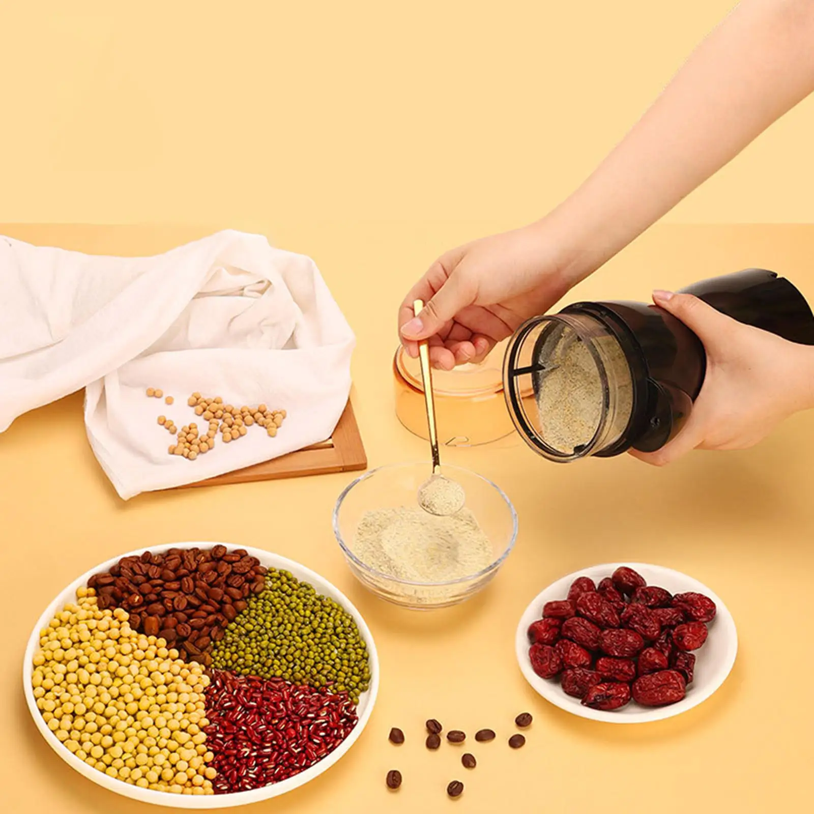 220V Coffee Grinder Rechargeable Coffee Bean Mill Stainless Steel Beans Nut Grind Spice Crusher for Home Kitchen Office