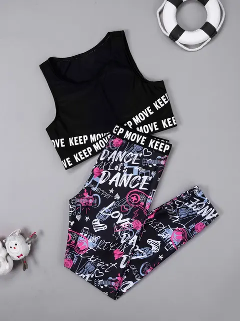 Kids Clothes girls Sport sets Yoga Tracksuits Girls Clothing Sleeveless Gym  Crop Top child High Waist Fitness Gym Leggings Pants