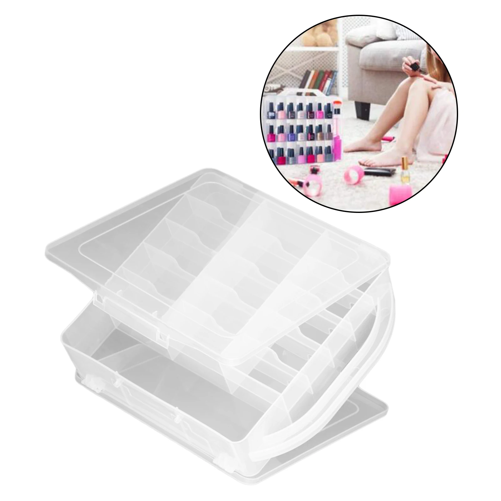 Portable Nail Polish Case Storage Caddy Organisers for 30 Bottles Dust-proof