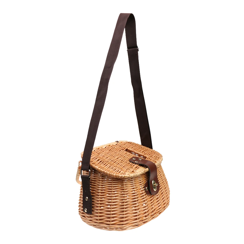 Wicker Fishing Basket - Fly Fishing Storage Tackle Box Home Decoration - 36x23x19cm Fish Case - Portable & Durable
