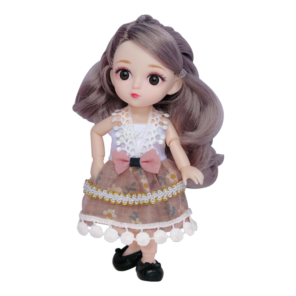 12 Joints 16cm Baby Doll Long Hair Dress Up for BJD Dolls Toy DIY Accessory