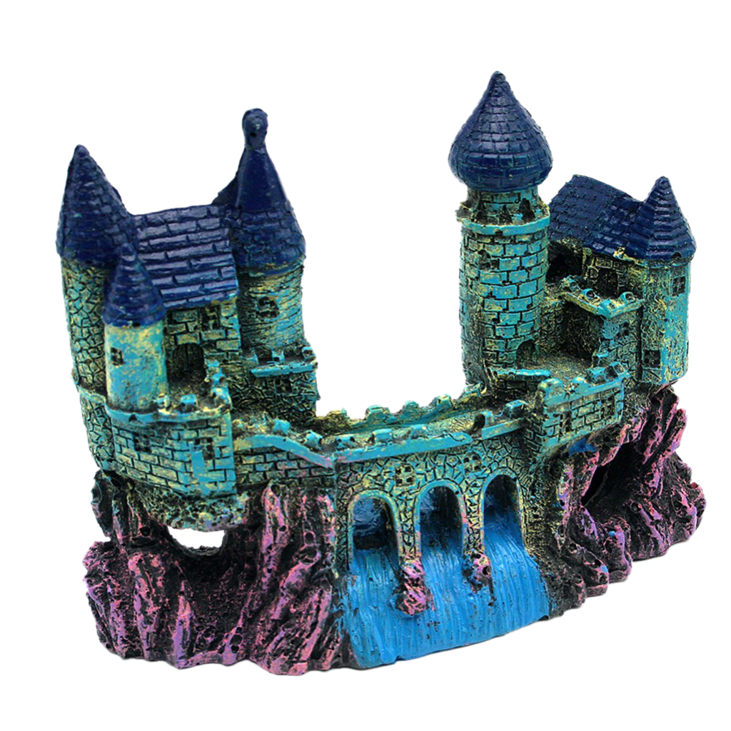 Aquarium Medieval Castle Hand Painted Detailed Fish Tank Decoration