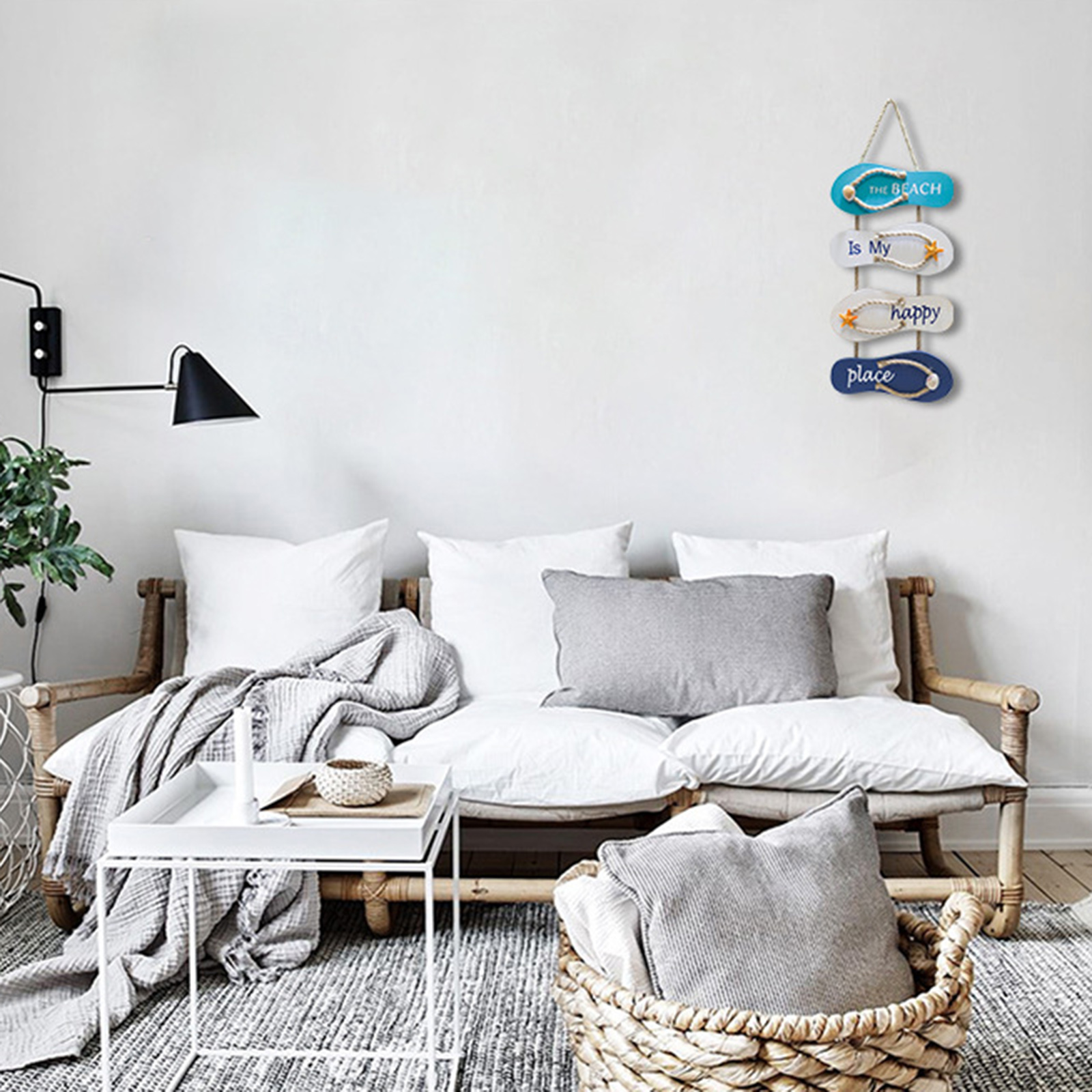 Nautical Beach Wall Plaque Wooden Decoration Door Home Decor Decorative Seaside Bar Hotel Wall Sign Craft with Hanging Rope