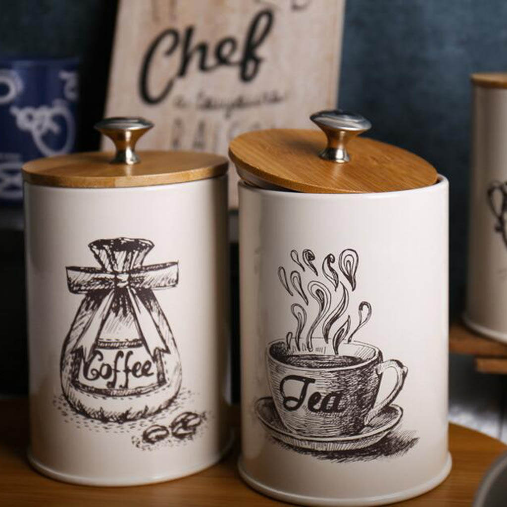 Set Of 3 Metal Food Storage Tin Canister/Jar/kitchen Containers/Home Gift