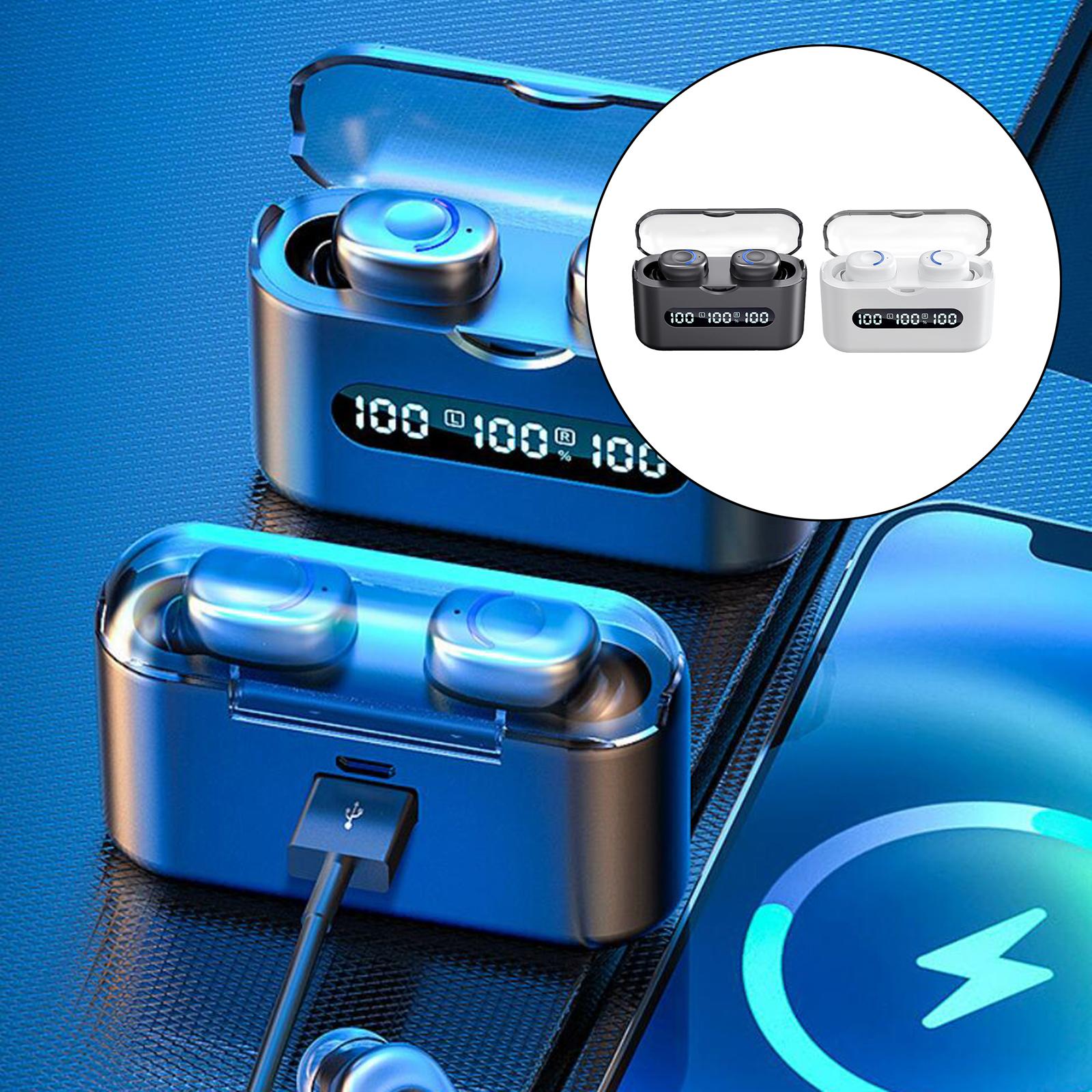 V5.2 Earbuds with Charging Case Touch Control True Wireless LCD Display Surround ABS Earbuds for Running Game Business Laptop PC