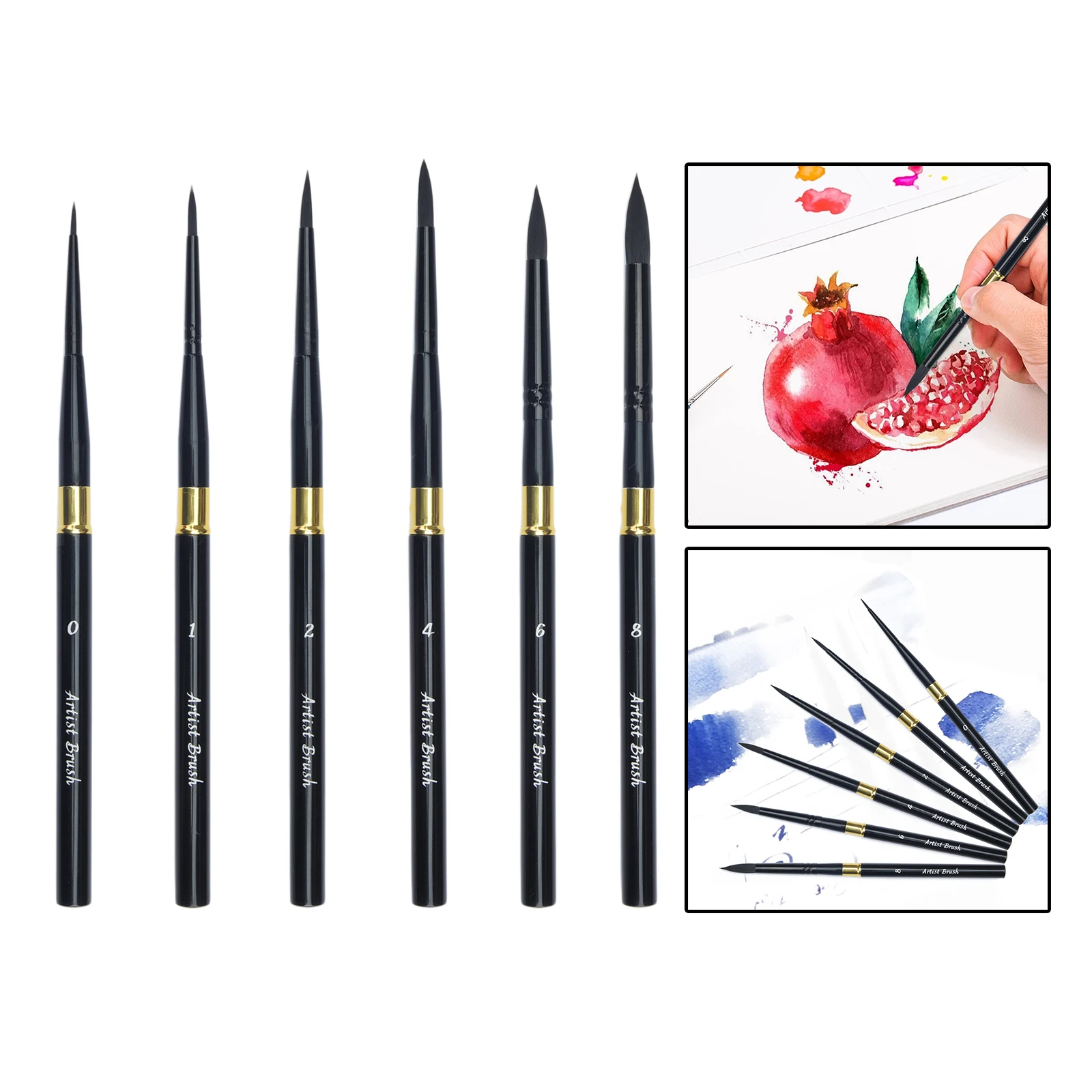 6Pcs Nylon Artist Paint Brushes Set Professional Watercolor Oil Acrylic Painting Brushes Art Painting Supplies Drawing Pen Brush
