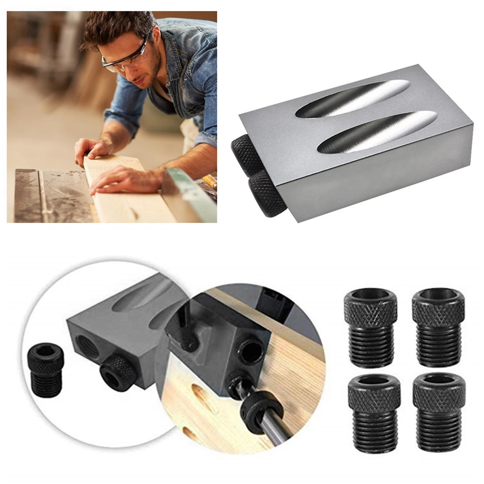 7Pcs Pocket Hole Jig 15 Degree for Woodworking Angle Drilling Holes Joint Angle Carpentry Locator Industrial Outdoor Carpenter
