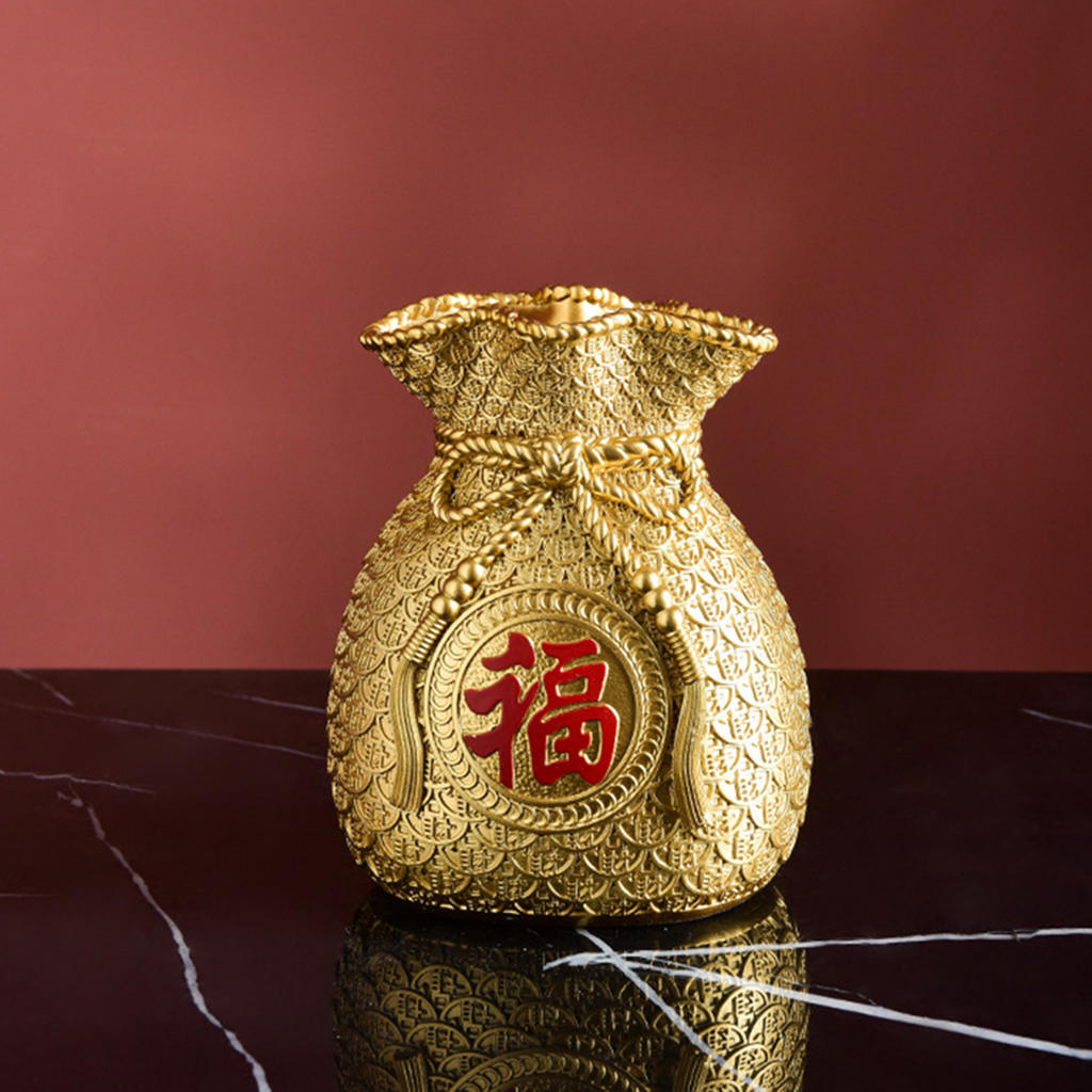 Resin Flower Vase Planter Pot Money Bag Shape Art Feng Shui Wealth Bouquet Floral Holder for Table Decoration Home Cabinet Gift