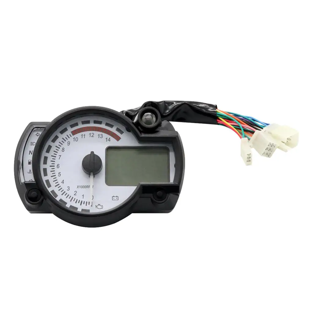 Motorcycle Digital Light LCD Speedometer Odometer Tachometer W/ Speed Sensor Odometer Gauge Display Oil Level Meter Universal